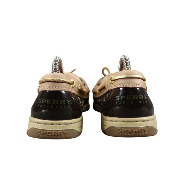 Sperry Shoes Womens 9 Slip On Boat Loafer Leather Leopard Top Sider Preppy Brown - Picture 4 of 13